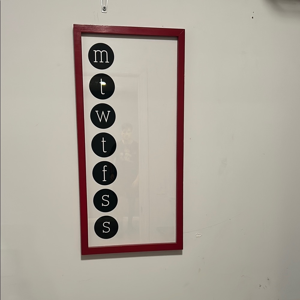 Red Framed Weekly Wall Decor